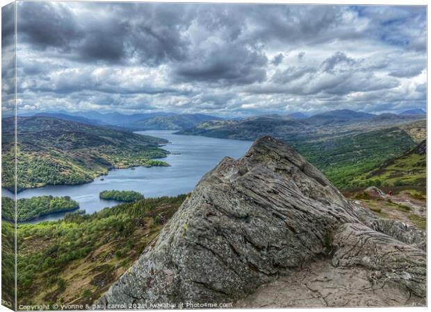 Loch Katrine from the summit of Ben A'an Canvas Print by yvonne & paul carroll