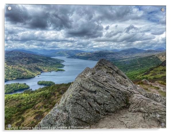 Loch Katrine from the summit of Ben A'an Acrylic by yvonne & paul carroll
