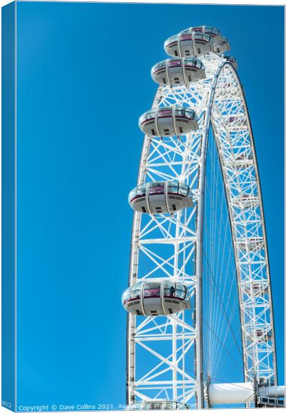 Capsules on the London Eye against a blue sky Canvas Print by Dave Collins