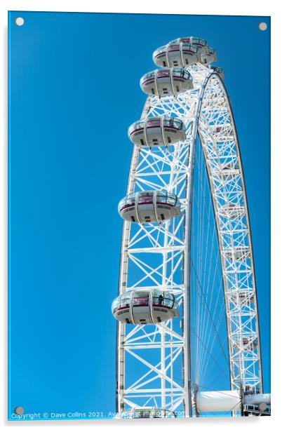 Capsules on the London Eye against a blue sky Acrylic by Dave Collins