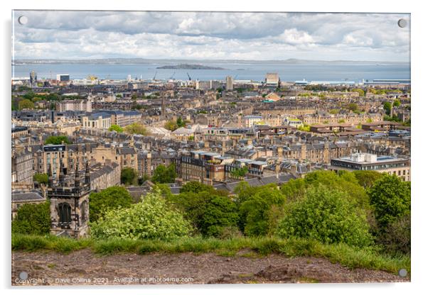 View of Edinburgh from Carlton Hill looking North at Leith, Scotland Acrylic by Dave Collins