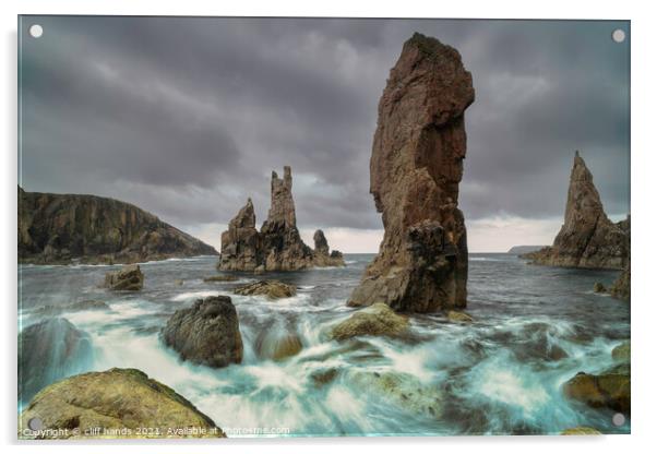 Mangersta sea stacks, Isle of Lewis, Outer Hebrides. Acrylic by Scotland's Scenery
