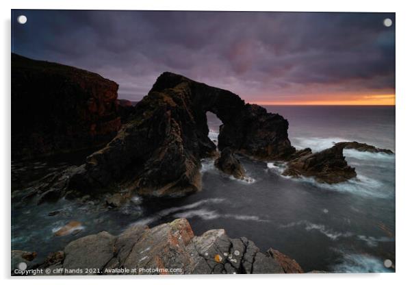 Stac A Phris sea arch, Isle of Lewis, Scotland. Acrylic by Scotland's Scenery