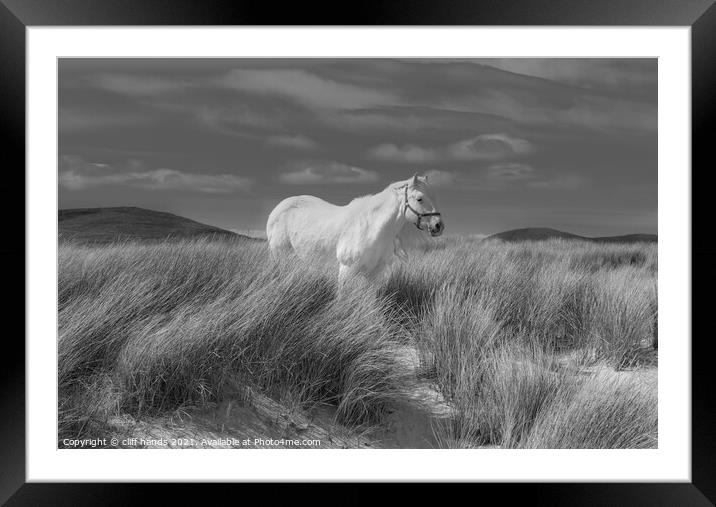 Luskentyre white horse. Framed Mounted Print by Scotland's Scenery