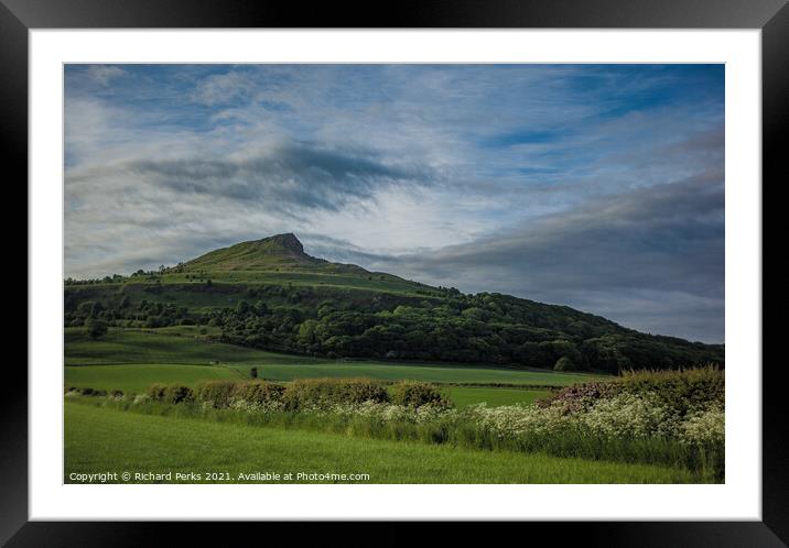 Roseberry Topping under the morning Clouds Framed Mounted Print by Richard Perks
