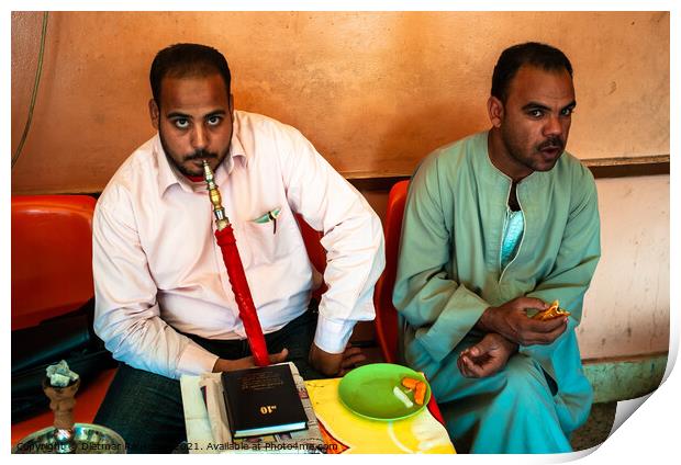 Egyptian Man Smoking Shisha Print by Dietmar Rauscher