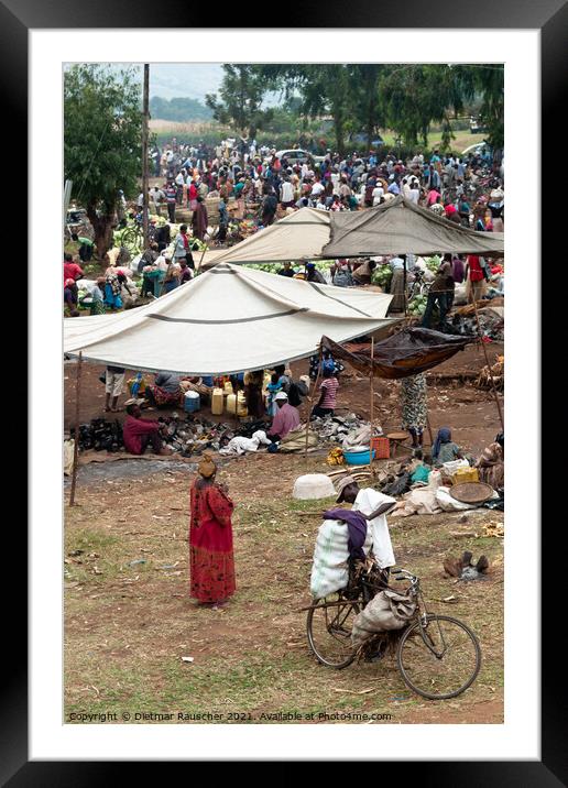 Crowd at a Rural Market near Kasene, Uganda, Africa Framed Mounted Print by Dietmar Rauscher