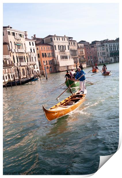 Witches Rowing at Regatta of Befana in Venice Print by Dietmar Rauscher