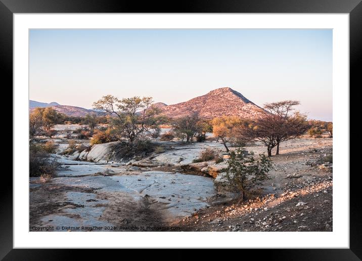 Etendero Mountain in the Erongo Region of Namibia in the Evening Framed Mounted Print by Dietmar Rauscher
