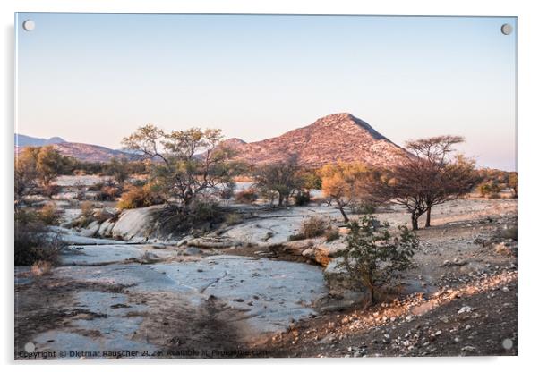 Etendero Mountain in the Erongo Region of Namibia in the Evening Acrylic by Dietmar Rauscher
