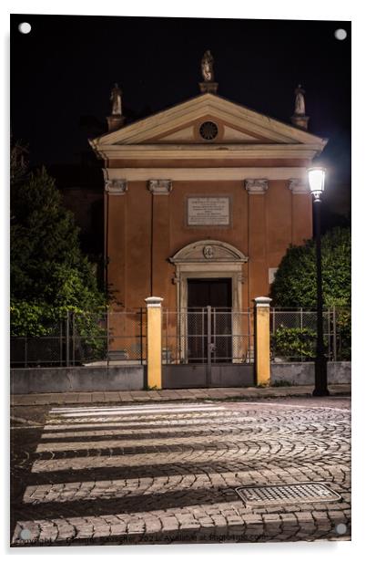 Chiesa San Luca Evangelista Church in Padova at Night Acrylic by Dietmar Rauscher