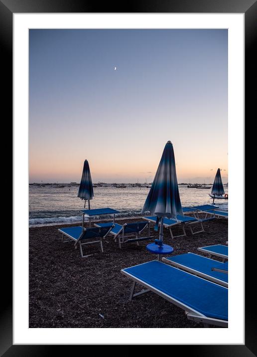 Positano Beach in the Evening at Dusk Framed Mounted Print by Dietmar Rauscher