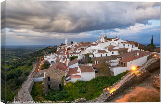Monsaraz village at dawn with stormy wather in Alentejo, Portugal Canvas Print by Luis Pina