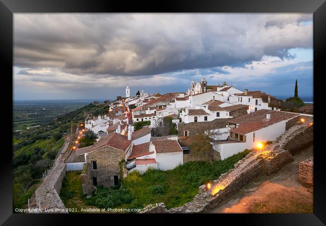 Monsaraz village at dawn with stormy wather in Alentejo, Portugal Framed Print by Luis Pina