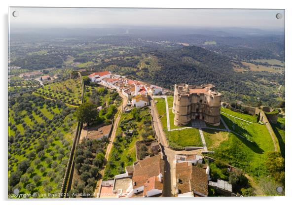 Evoramonte drone aerial view of village and castle in Alentejo, Portugal Acrylic by Luis Pina