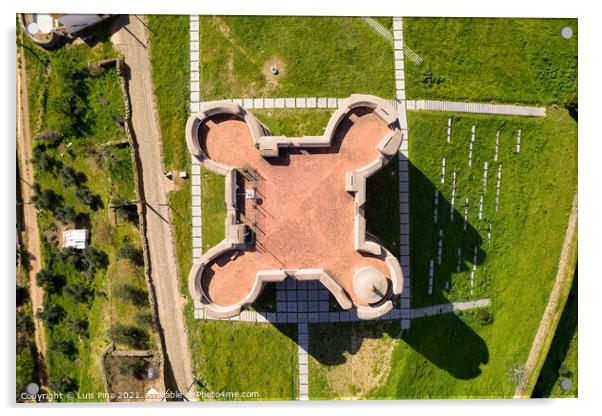 Evoramonte castle drone aerial top view in Alentejo, Portugal Acrylic by Luis Pina