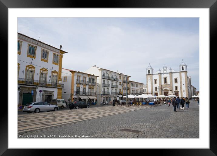 Praca do Giraldo plaza in Evora, Portugal Framed Mounted Print by Luis Pina