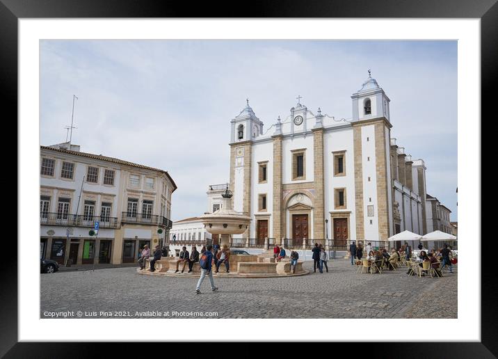 Praca do Giraldo plaza in Evora, Portugal Framed Mounted Print by Luis Pina
