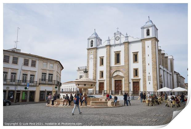 Praca do Giraldo plaza in Evora, Portugal Print by Luis Pina