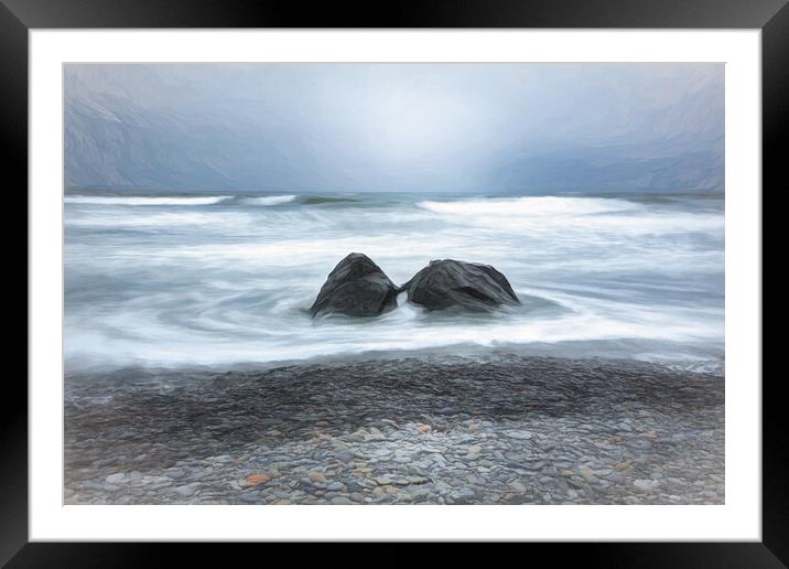 Pacific Ocean Two Rocks Framed Mounted Print by Chuck Koonce