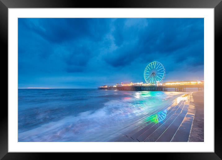 Blackpool Central Pier at Dusk Framed Mounted Print by Phil Durkin DPAGB BPE4