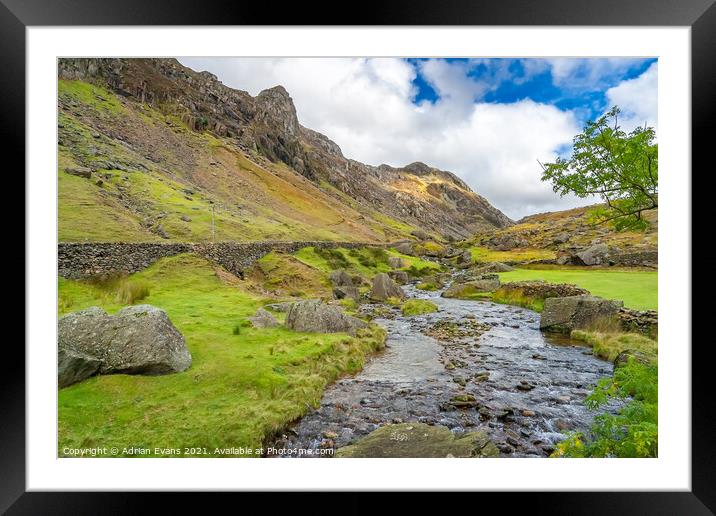 Llanberis Pass Snowdonia Wales Framed Mounted Print by Adrian Evans