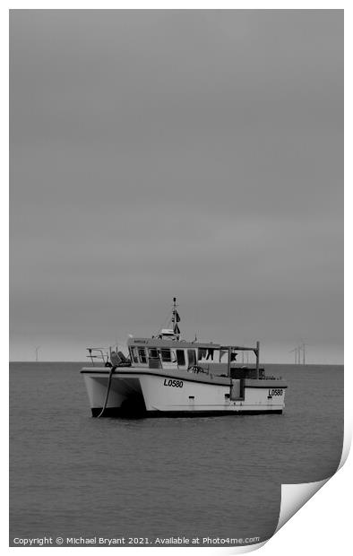 moored fishing boat Print by Michael bryant Tiptopimage
