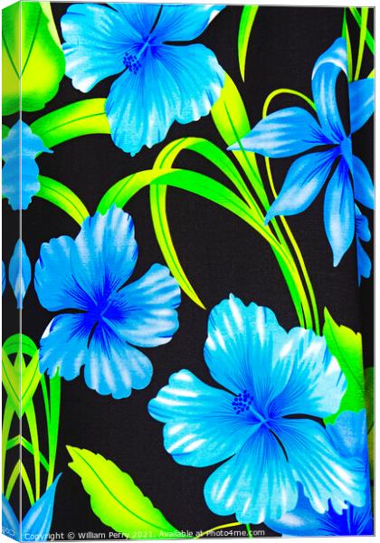 Colorful Blue Hibiscus Cloth Fabric Moorea Tahiti  Canvas Print by William Perry