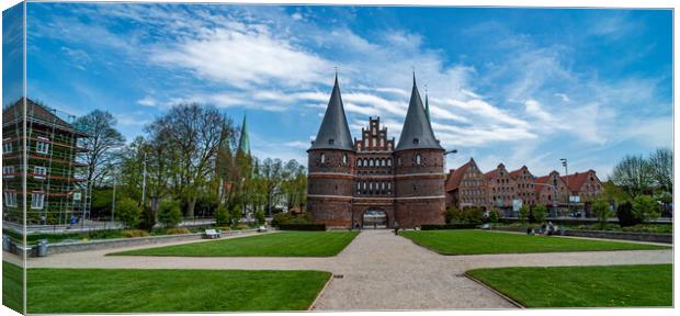 Famous Holsten Gate in the city of Lubeck Germany - CITY OF LUBECK, GERMANY - MAY 10, 2021 Canvas Print by Erik Lattwein