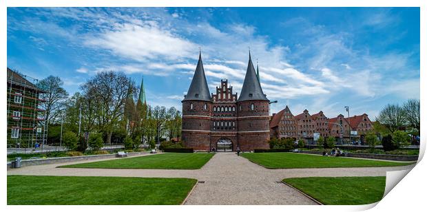 Famous Holsten Gate in the city of Lubeck Germany - CITY OF LUBECK, GERMANY - MAY 10, 2021 Print by Erik Lattwein