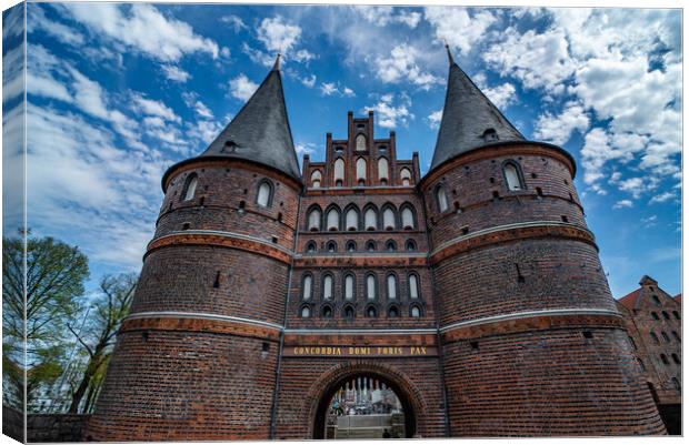 Famous Holsten Gate in the city of Lubeck Germany - CITY OF LUBECK, GERMANY - MAY 10, 2021 Canvas Print by Erik Lattwein