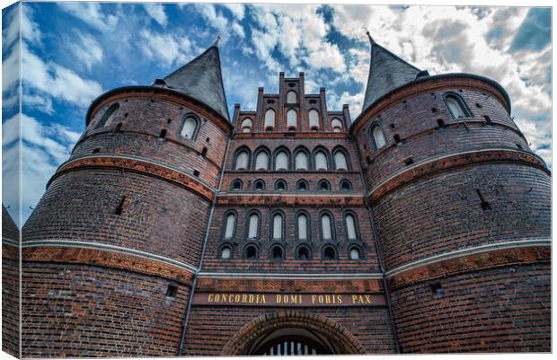 Famous Holsten Gate in the city of Lubeck Germany - CITY OF LUBECK, GERMANY - MAY 10, 2021 Canvas Print by Erik Lattwein