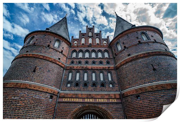 Famous Holsten Gate in the city of Lubeck Germany - CITY OF LUBECK, GERMANY - MAY 10, 2021 Print by Erik Lattwein