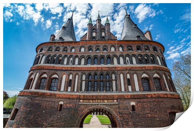 Famous Holsten Gate in the city of Lubeck Germany - CITY OF LUBECK, GERMANY - MAY 10, 2021 Print by Erik Lattwein