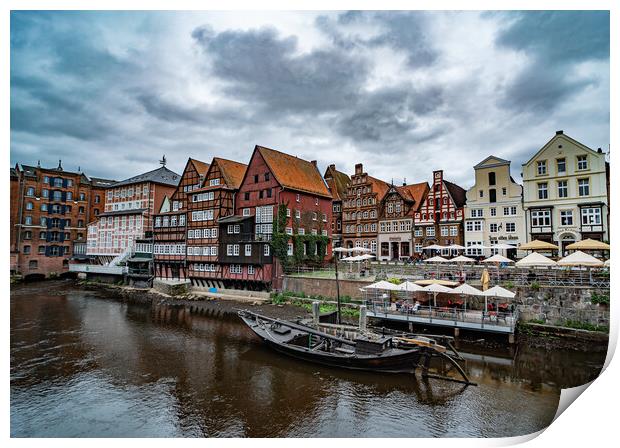 Beautiful old buildings in the historic city of Luneburg Germany - CITY OF LUENEBURG, GERMANY - MAY 10, 2021 Print by Erik Lattwein