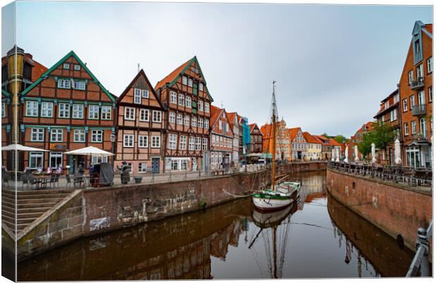 Typical view in the historic district of Stade Germany - CITY OF STADE , GERMANY - MAY 10, 2021 Canvas Print by Erik Lattwein