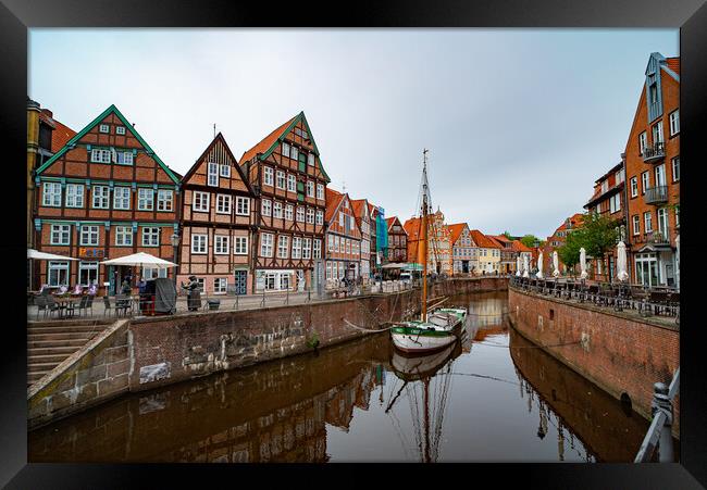 Typical view in the historic district of Stade Germany - CITY OF STADE , GERMANY - MAY 10, 2021 Framed Print by Erik Lattwein