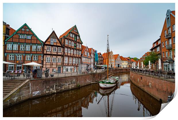 Typical view in the historic district of Stade Germany - CITY OF STADE , GERMANY - MAY 10, 2021 Print by Erik Lattwein