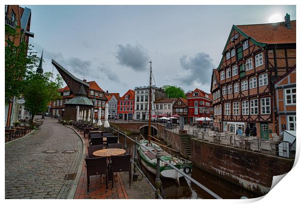 Beautiful view in the historic city of Stade Germany - CITY OF STADE , GERMANY - MAY 10, 2021 Print by Erik Lattwein