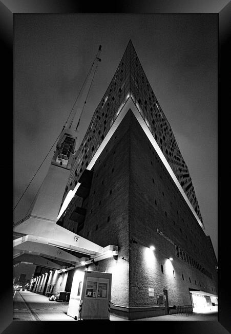 Edge of Elbphilharmonie Concert Hall at Hamburg harbour - CITY OF HAMBURG , GERMANY - MAY 10, 2021 Framed Print by Erik Lattwein