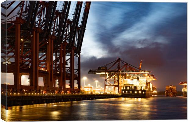 Eurogate Container Terminal in the Port of Hamburg - CITY OF HAMBURG, GERMANY - MAY 10, 2021 Canvas Print by Erik Lattwein