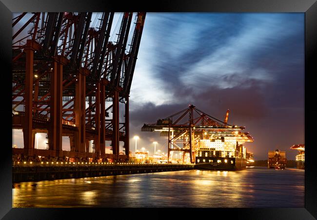 Eurogate Container Terminal in the Port of Hamburg - CITY OF HAMBURG, GERMANY - MAY 10, 2021 Framed Print by Erik Lattwein