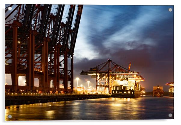 Eurogate Container Terminal in the Port of Hamburg - CITY OF HAMBURG, GERMANY - MAY 10, 2021 Acrylic by Erik Lattwein