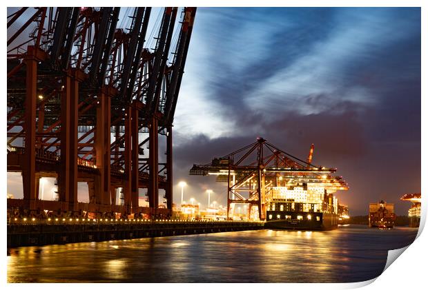 Eurogate Container Terminal in the Port of Hamburg - CITY OF HAMBURG, GERMANY - MAY 10, 2021 Print by Erik Lattwein