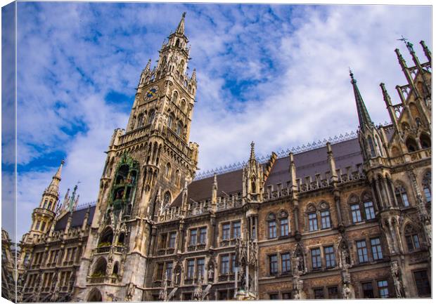 Munich Town Hall at Marien square in the historic district - CITY OF MUNICH, GERMANY - JUNE 03, 2021 Canvas Print by Erik Lattwein