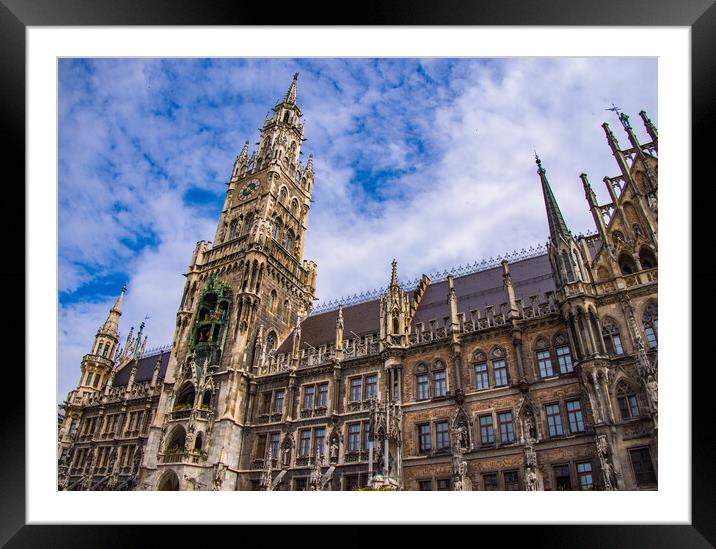 Munich Town Hall at Marien square in the historic district - CITY OF MUNICH, GERMANY - JUNE 03, 2021 Framed Mounted Print by Erik Lattwein