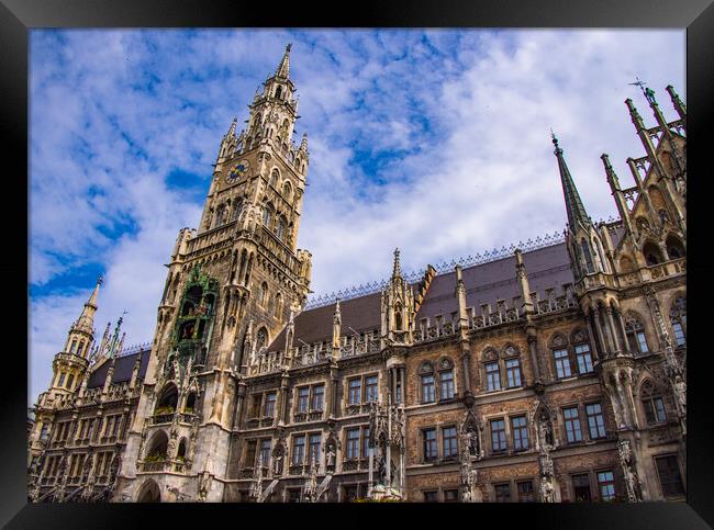 Munich Town Hall at Marien square in the historic district - CITY OF MUNICH, GERMANY - JUNE 03, 2021 Framed Print by Erik Lattwein