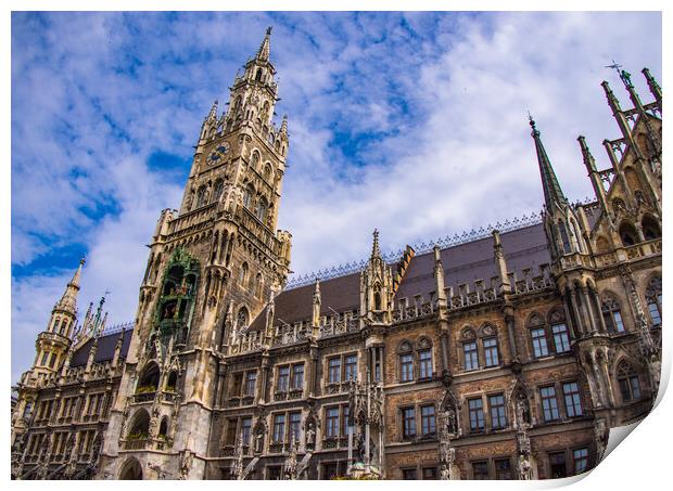 Munich Town Hall at Marien square in the historic district - CITY OF MUNICH, GERMANY - JUNE 03, 2021 Print by Erik Lattwein
