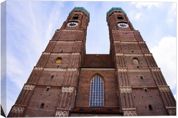 Most famous church in Munich - the Frauenkirche Cathedral in the historic district - CITY OF MUNICH, GERMANY - JUNE 03, 2021 Canvas Print by Erik Lattwein