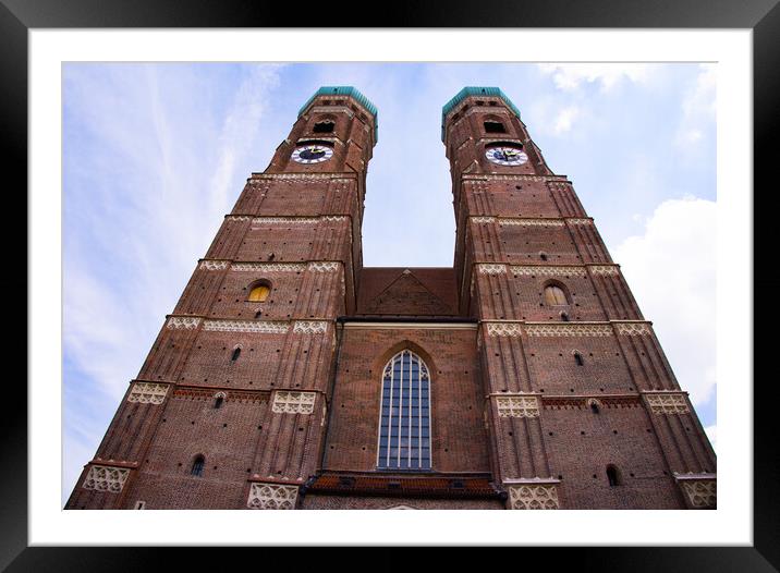 Most famous church in Munich - the Frauenkirche Cathedral in the historic district - CITY OF MUNICH, GERMANY - JUNE 03, 2021 Framed Mounted Print by Erik Lattwein